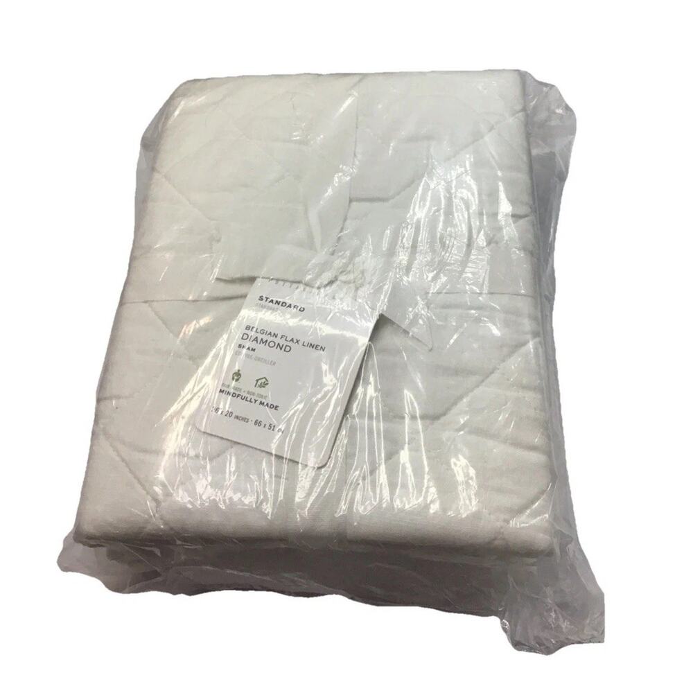 Pottery Barn Belgian Flax Linen Diamond Quilted Sham 20x26 Flax NWT